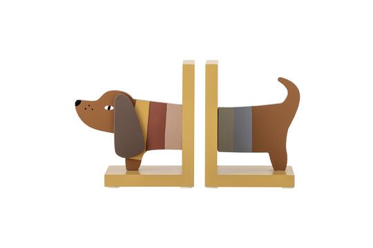 Set of 2 Charlie multicolor FSC wood bookends Clipped