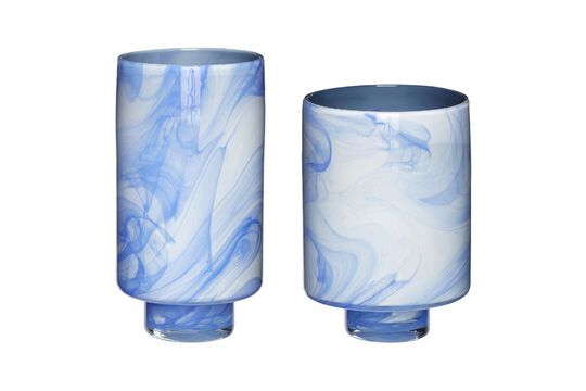 Set of 2 Cloud blue glass vases Clipped