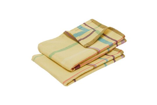 Set of 2 Coffee multicolored cotton tea towels Clipped