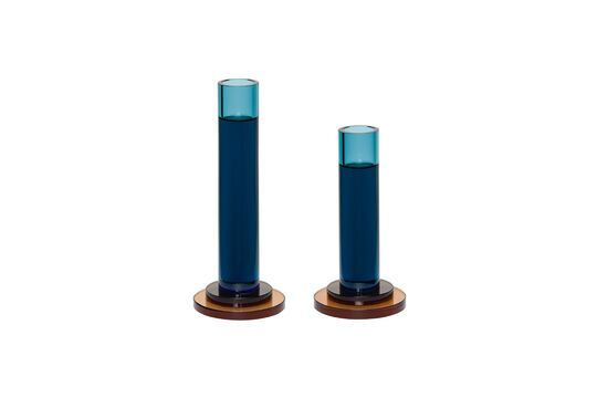 Set of 2 Comet blue crystal candlesticks Clipped