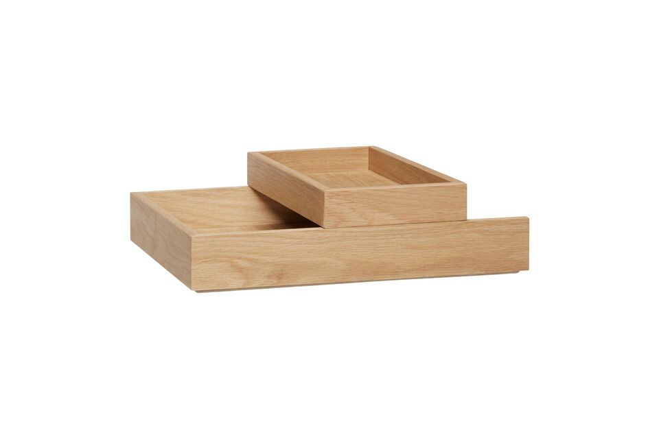 Set of 2 desk organizers in light oak veneer Rail - 7