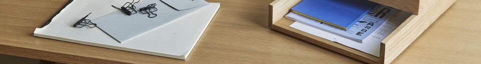 Material Details Set of 2 desk organizers in light oak veneer Rail