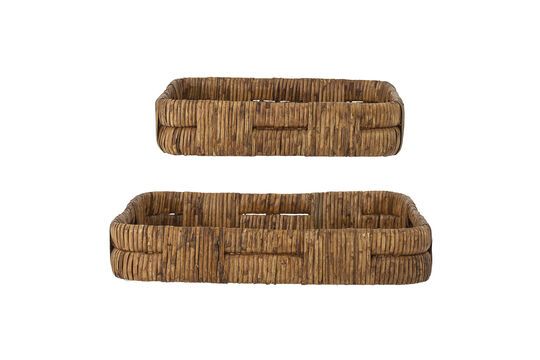 Set of 2 Diann brown rattan serving trays Clipped