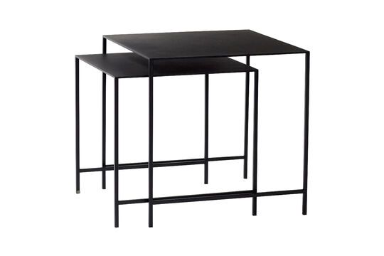 Set of 2 Duo black metal coffee tables Clipped