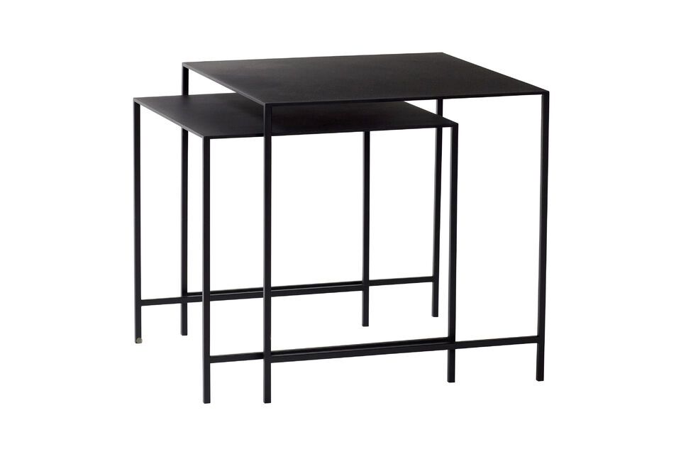 Set of 2 Duo black metal coffee tables Hübsch