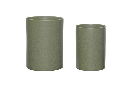 Set of 2 Edna dark green ceramic planters Clipped