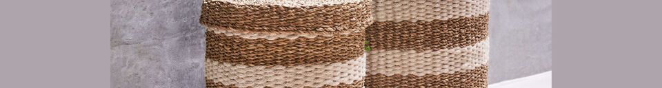 Material Details Set of 2 Geet light and white natural fiber baskets