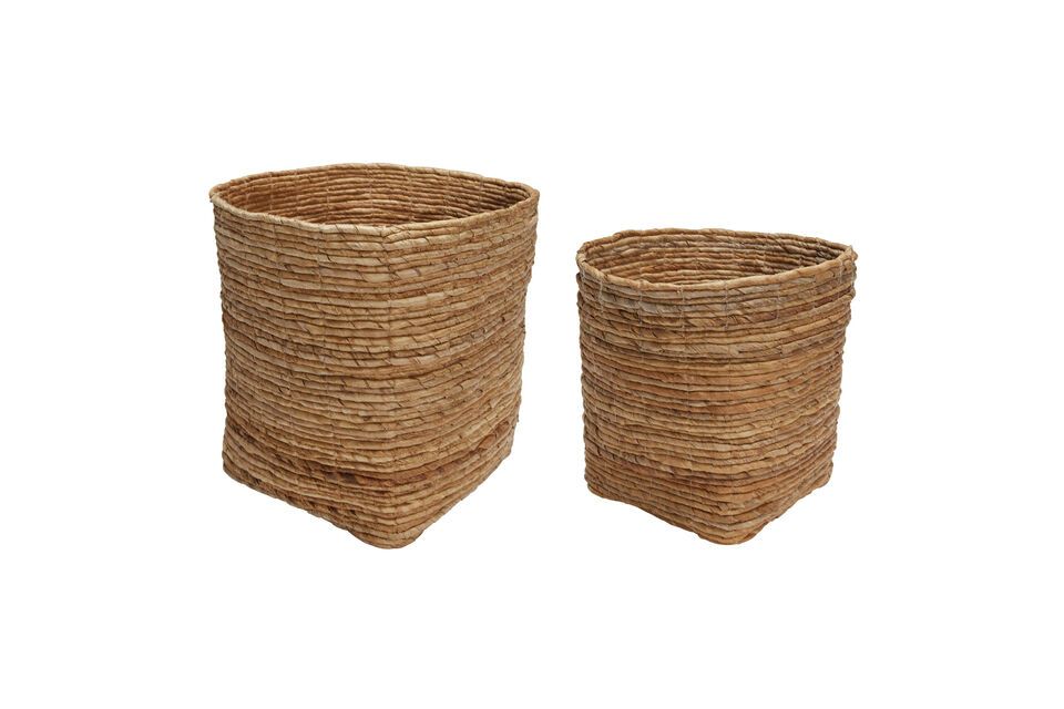 Set of 2 Gentle light rattan baskets Hübsch