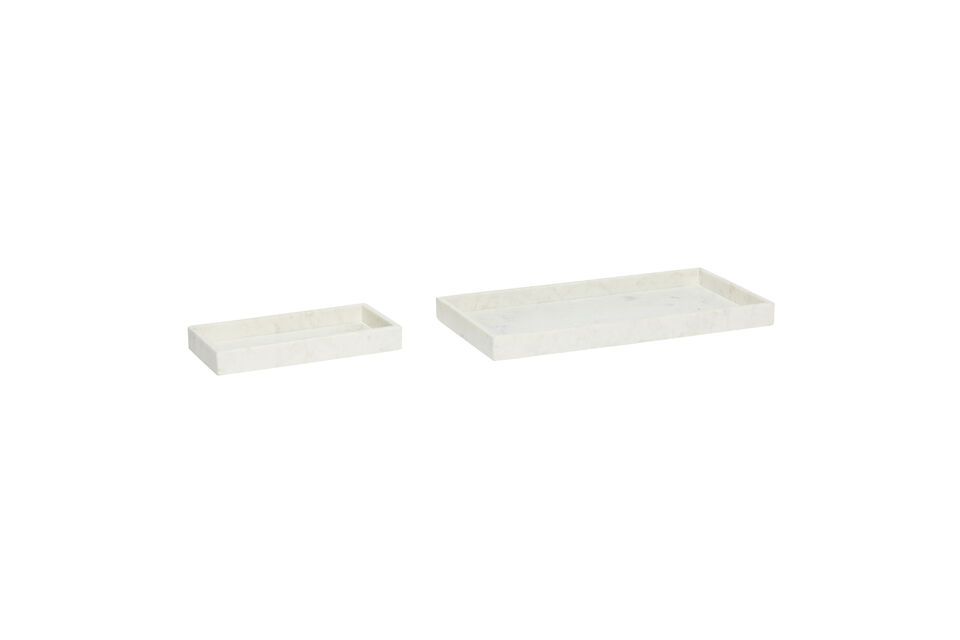 Set of 2 Grand white marble trays Hübsch