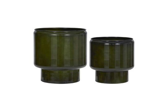 Set of 2 green metal planters Pile Clipped