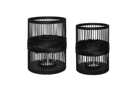 Set of 2 Hexa black bamboo lanterns Clipped