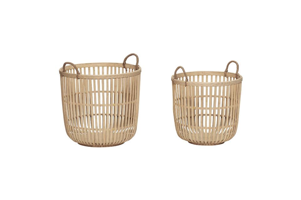 Set of 2 Hickory light bamboo baskets Hübsch