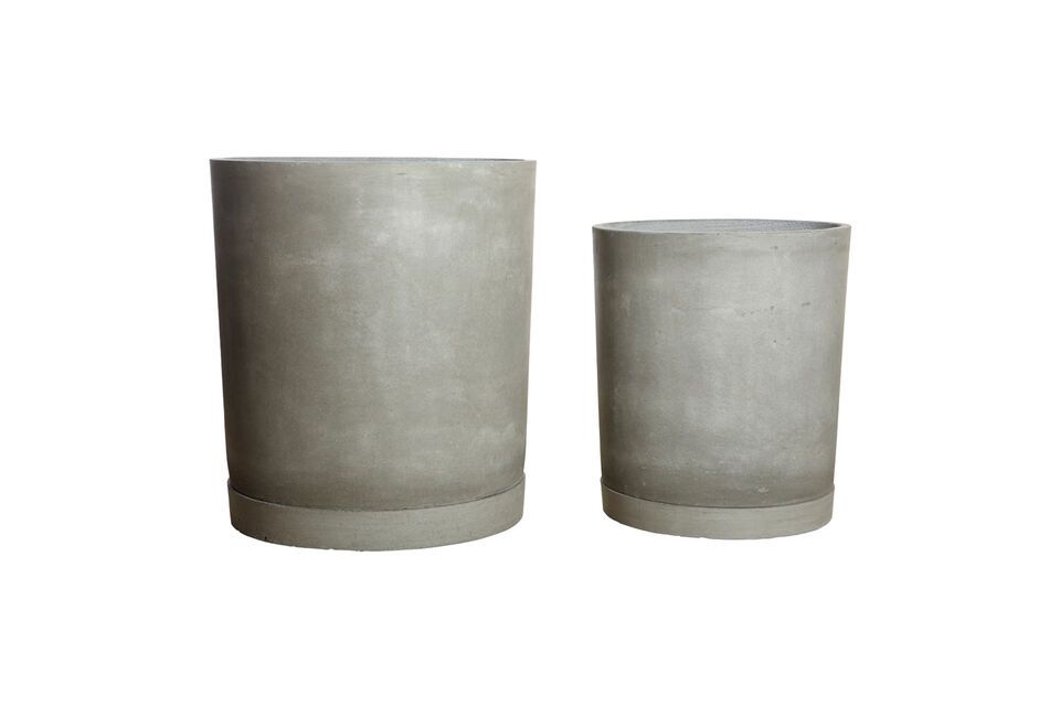 Set of 2 Hook light grey cement planters House Doctor