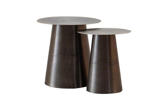 Set of 2 Jiggy black metal side tables Clipped