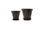 Miniature Set of 2 large Flower brown stoneware planters Clipped