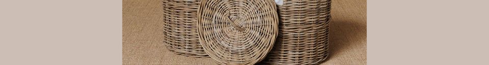 Material Details Set of 2 large grey rattan baskets Linen