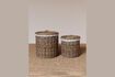 Miniature Set of 2 large grey rattan baskets Linen 2