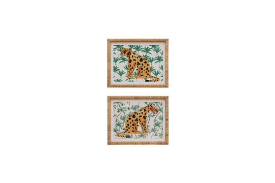 Set of 2 Leopards light wood frames Clipped