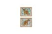 Miniature Set of 2 Leopards light wood frames 1