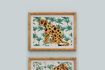 Miniature Set of 2 Leopards light wood frames 3