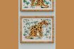 Miniature Set of 2 Leopards light wood frames 4