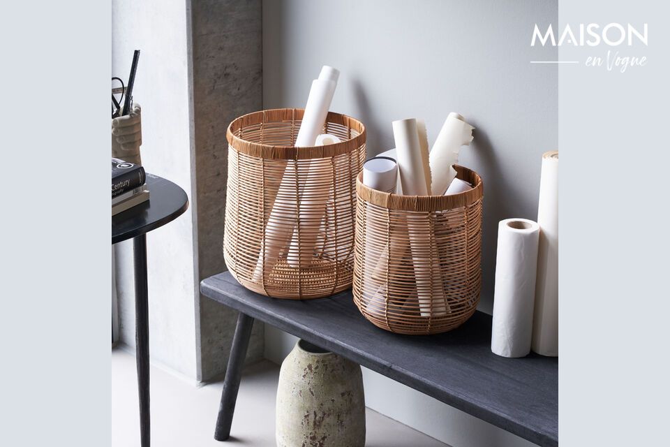 Elegance and functionality: stylish storage in natural rattan.