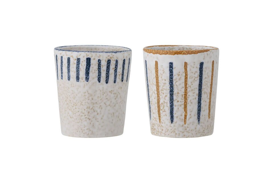 Set of 2 Lobelia blue stoneware cups Bloomingville