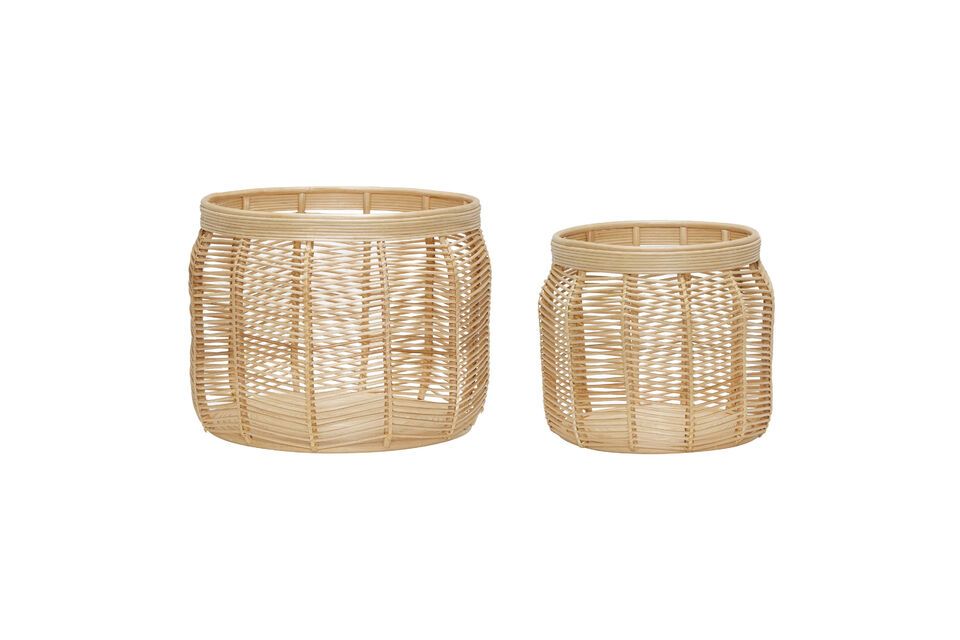 Set of 2 Luna light rattan baskets - 6