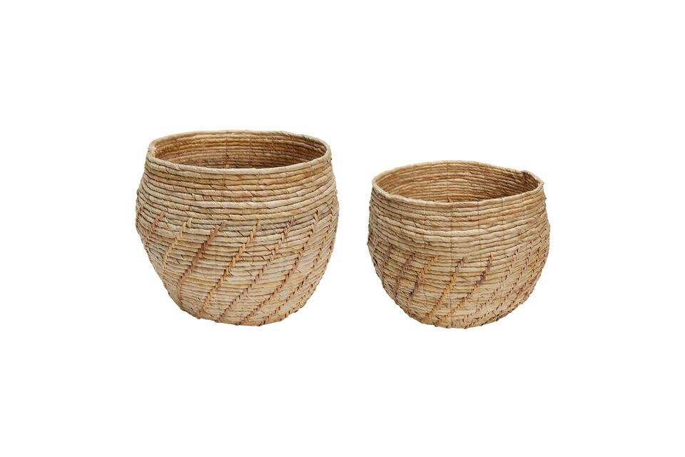 Set of 2 Luxe light rattan baskets Hübsch