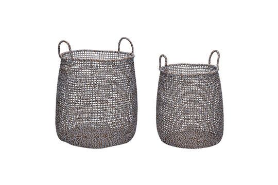 Set of 2 Mist blue rope baskets Clipped