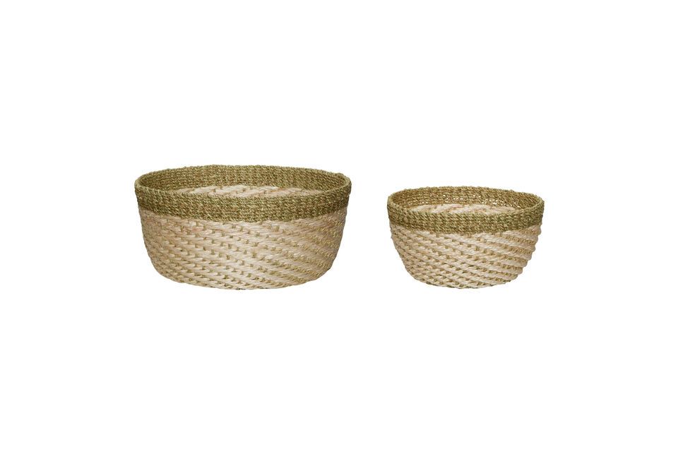 Set of 2 natural fiber baskets khaki Palm Hübsch