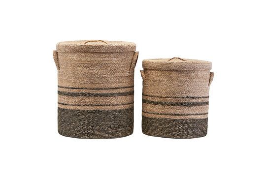 Set of 2 natural-fiber baskets, light and gray Laundry Clipped