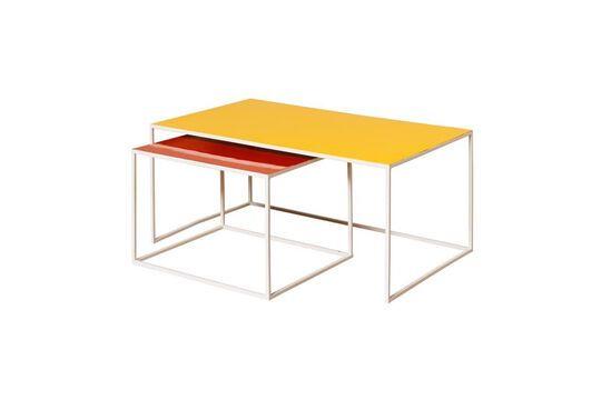 Set of 2 orange and yellow Spring metal coffee tables Clipped