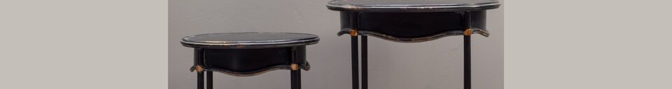 Material Details Set of 2 Orleans black metal side tables