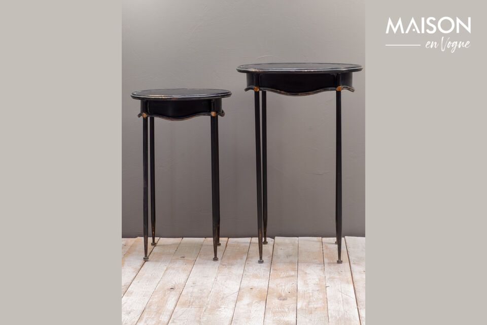 Set of 2 Orleans black metal side tables Chehoma