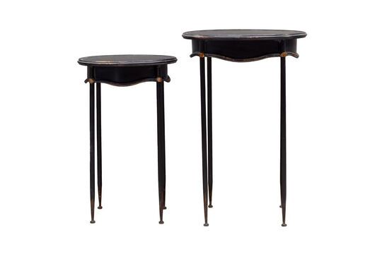 Set of 2 Orleans black metal side tables Clipped