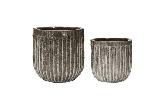 Set of 2 Pharao brown ceramic planters Clipped