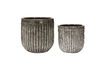 Miniature Set of 2 Pharao brown ceramic planters 4