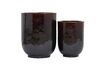 Miniature Set of 2 Pho dark brown ceramic planters 1