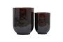 Miniature Set of 2 Pho dark brown ceramic planters Clipped