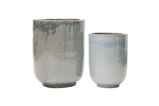 Set of 2 Pho grey ceramic planters Clipped