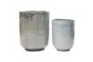 Miniature Set of 2 Pho grey ceramic planters 1