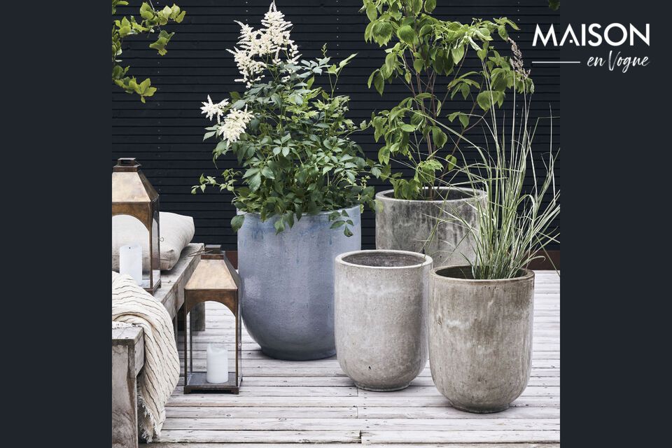 Elegance and sturdiness for your plants, in gray pottery.