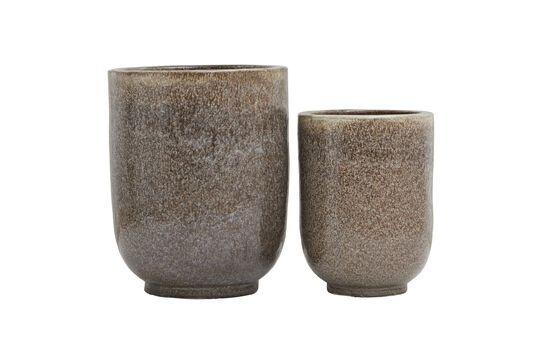 Set of 2 Pho light brown ceramic planters Clipped