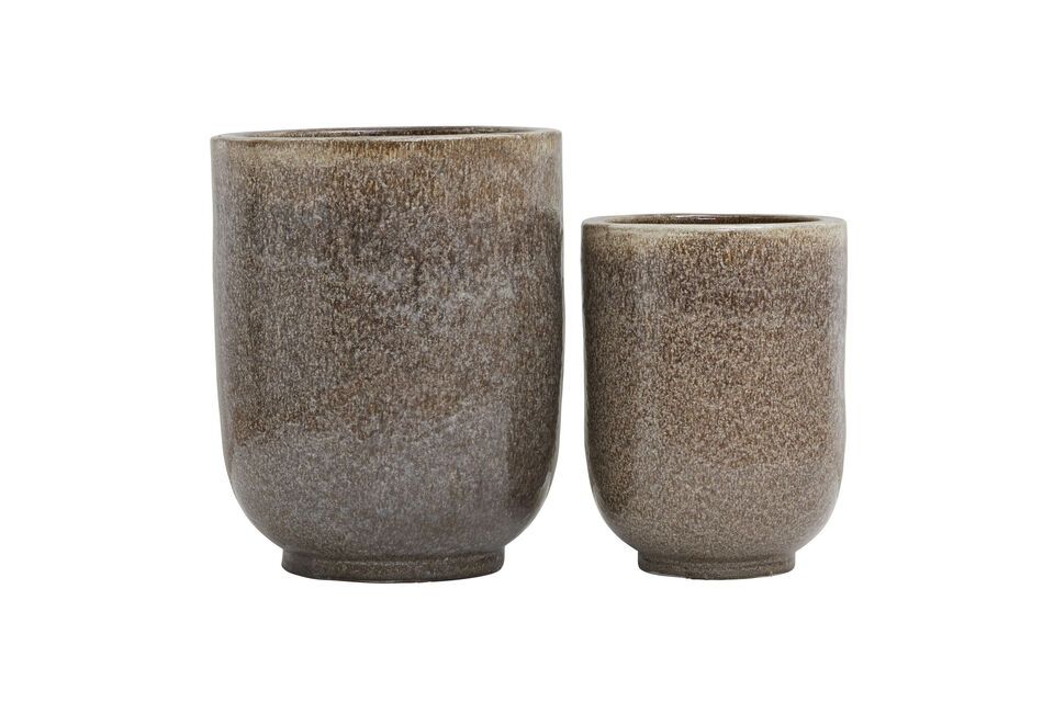 Set of 2 Pho light brown ceramic planters House Doctor