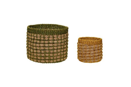 Set of 2 Pine multicolor natural fiber baskets Clipped