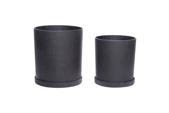 Set of 2 Podium black polyresin pot covers Clipped