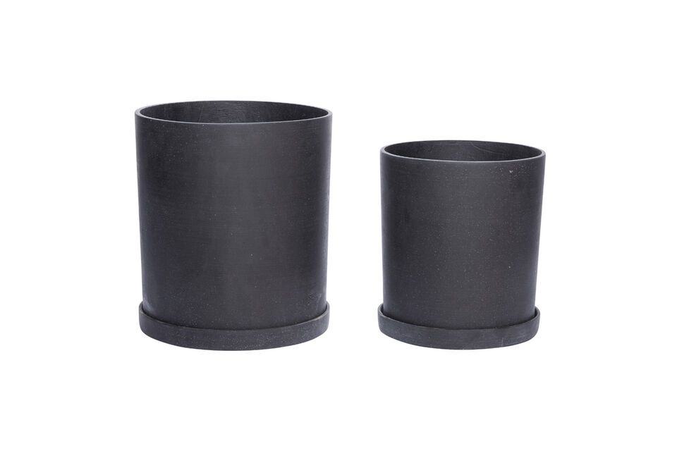 Set of 2 Podium black polyresin pot covers Hübsch