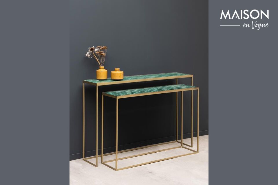 Discover the elegance and sturdiness of our set of two iron consoles