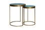 Miniature Set of 2 Praia blue and gold ceramic side tables Clipped